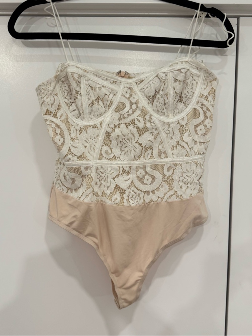 Superdown Ivory Lace Bustier Bodysuit